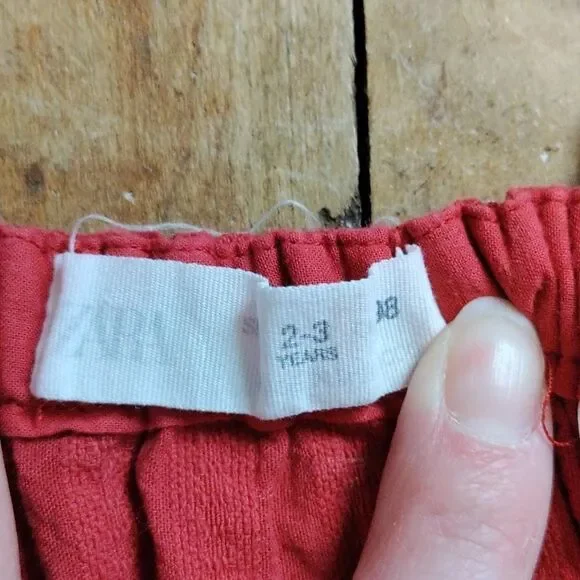 Zara skirt size 2 to 3 years red overalls skirt cotton adjustable spring boho - Picture 4 of 8